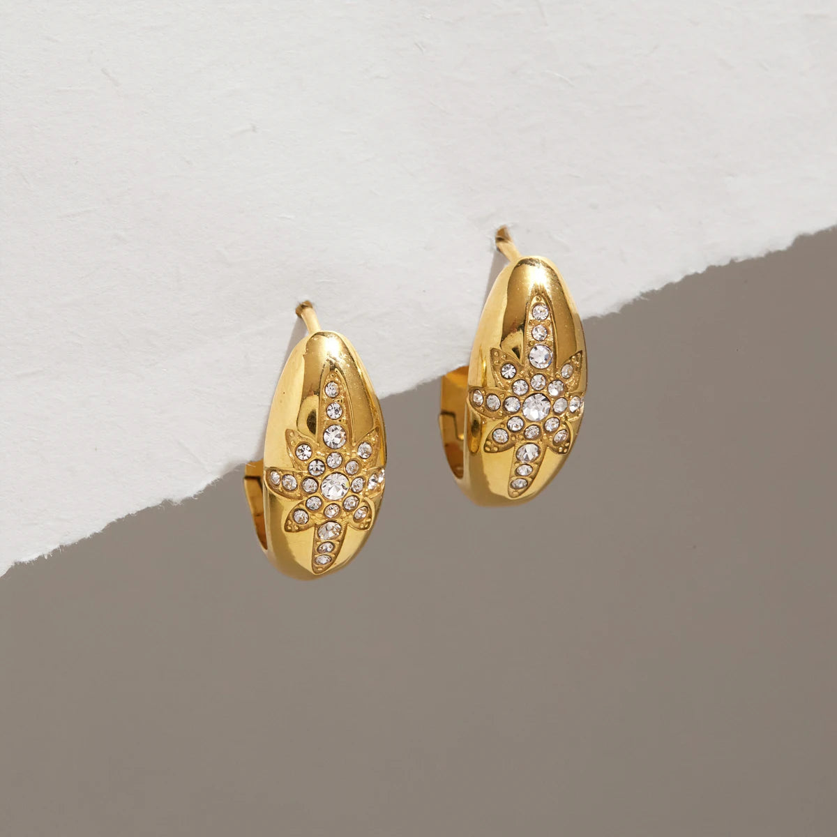 Rhinestone Star Hoop Earring