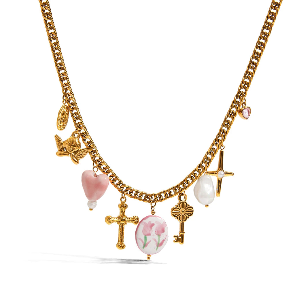Cross Multi-Element Pendant Necklace
