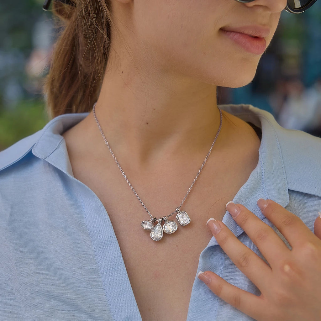 Minimalist Geometric Zircon Pendant Necklace