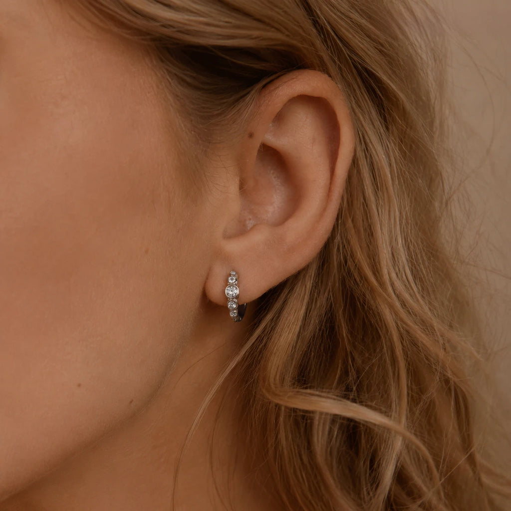 Round Zircon Hoop Earrings