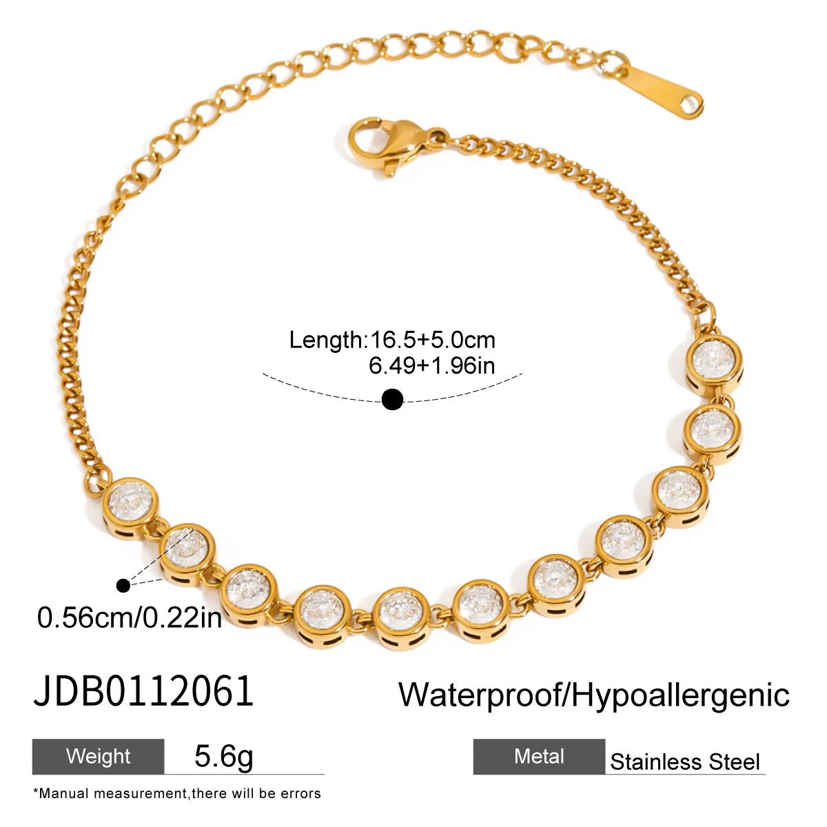 Geometric Rhinestone Tennis Chain Bracelet