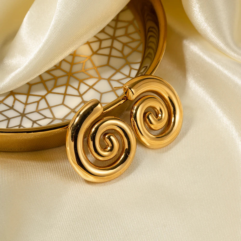 Glossy Spiral Hollow Hoop Earrings