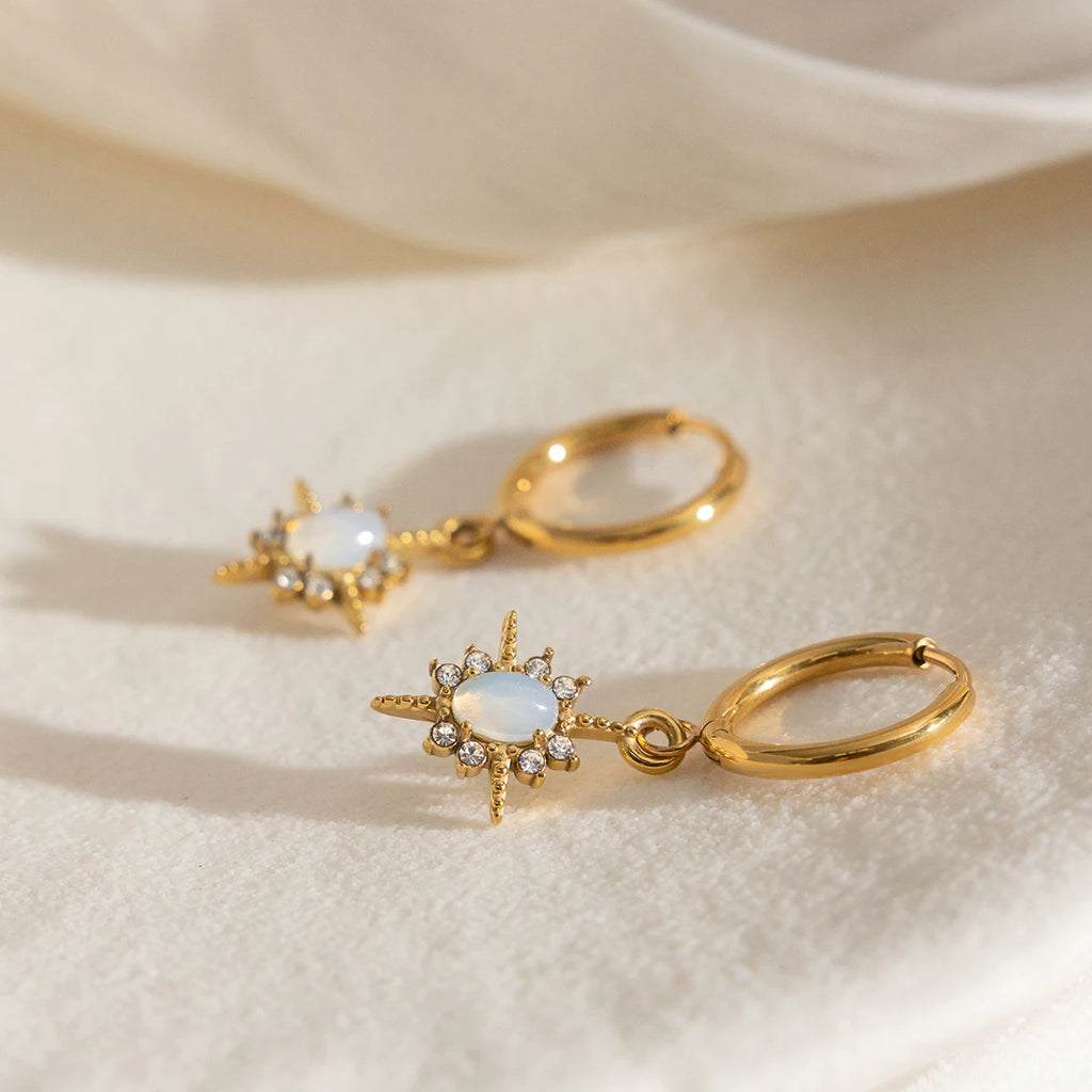 Elegant Opal Stone Drop Earrings