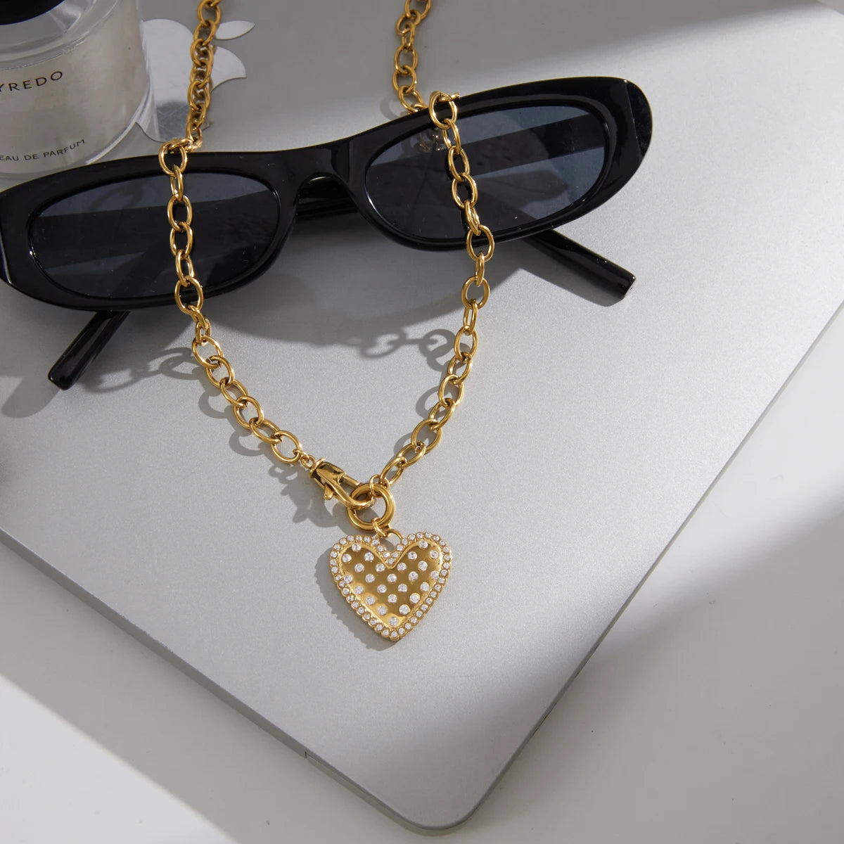Romantic Zircon Heart Pendant Necklace