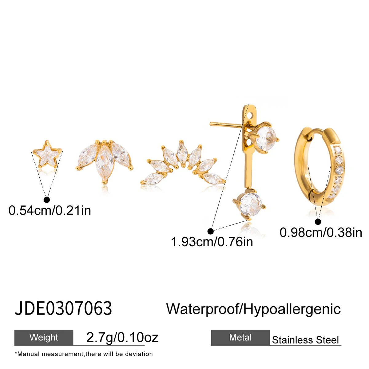 5 Pcs/Set Zircon Earrings