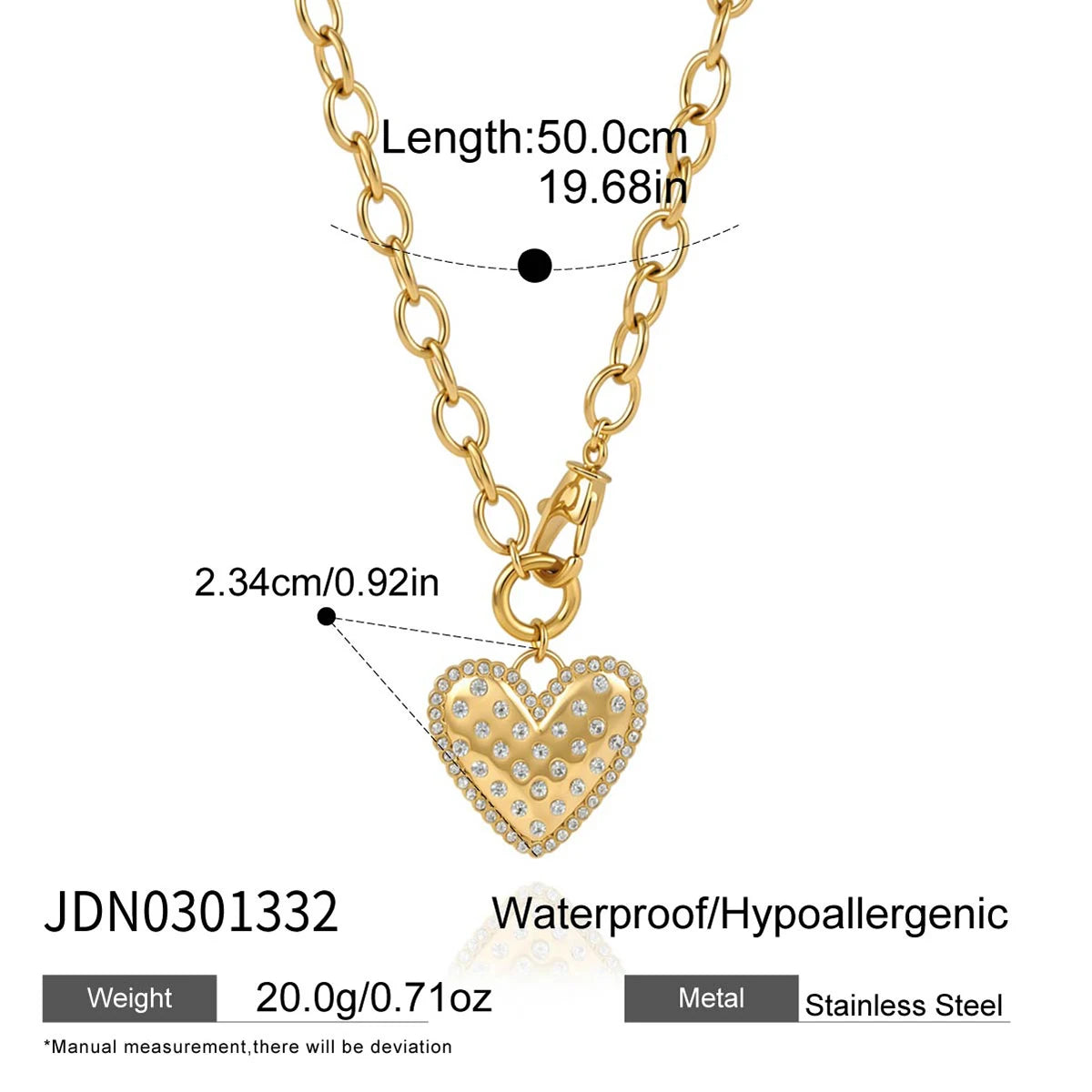Romantic Zircon Heart Pendant Necklace