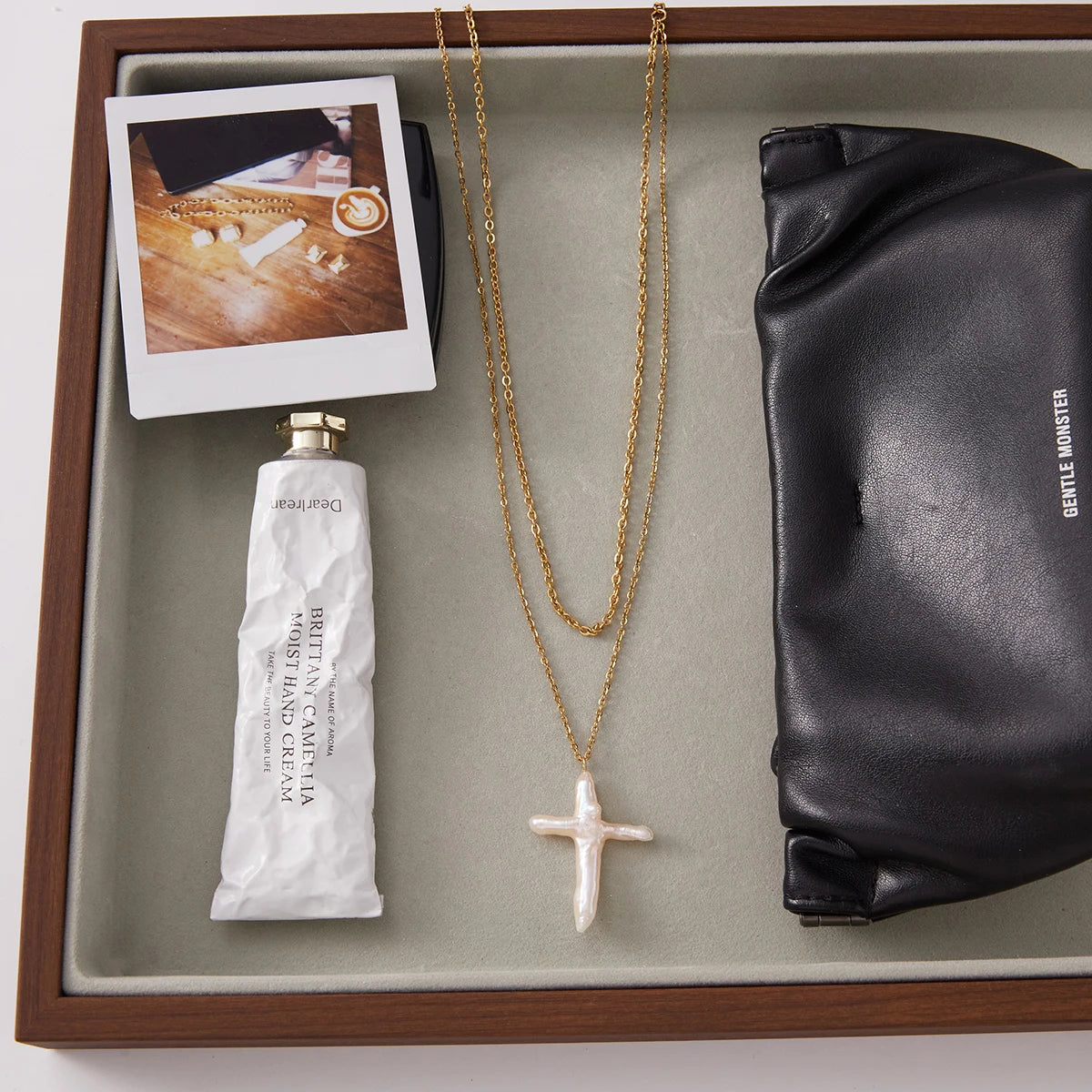 Classic Cross Shape Freshwater Pearl Pendant Necklace