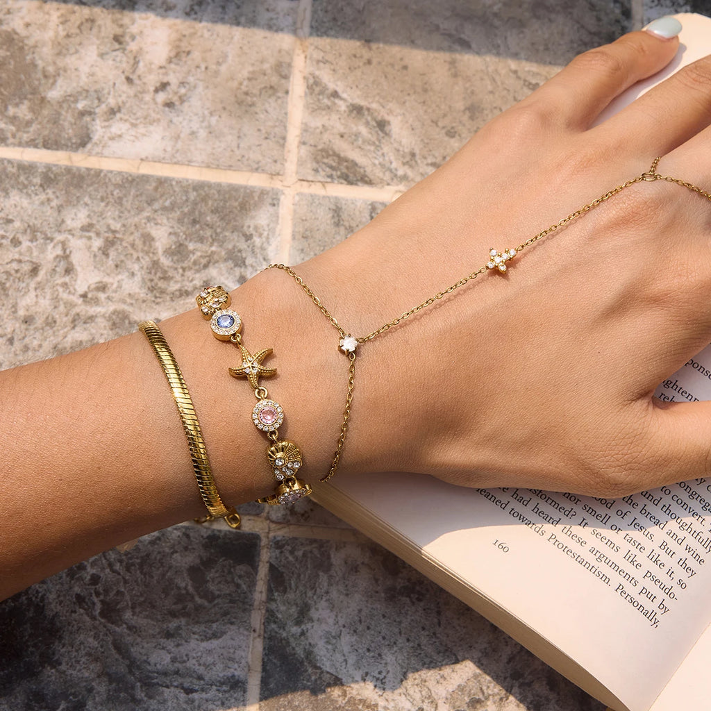 Multicolor Crystal Shell Starfish Conch Bracelet