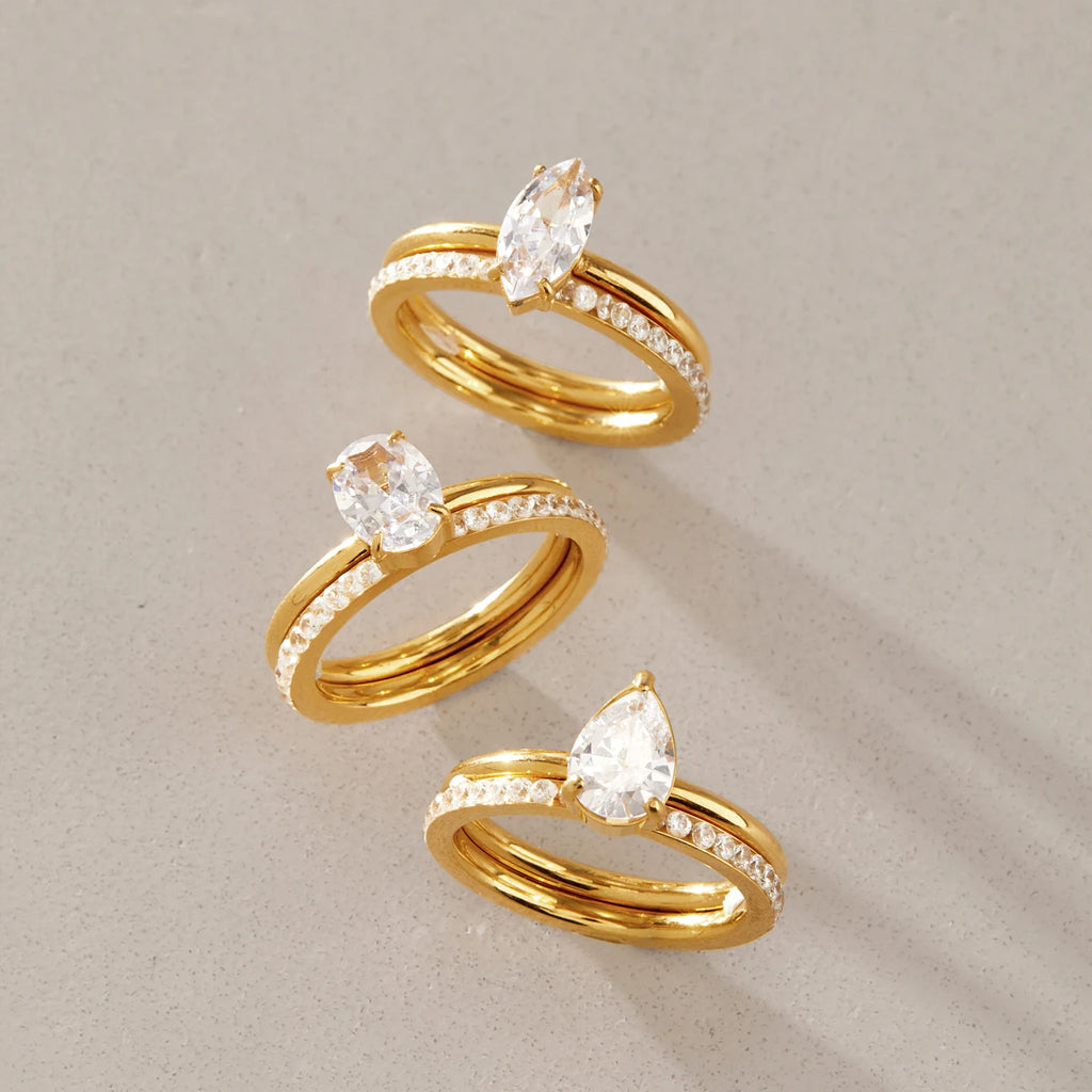 Exquisite Geometric Zircon Wedding Ring
