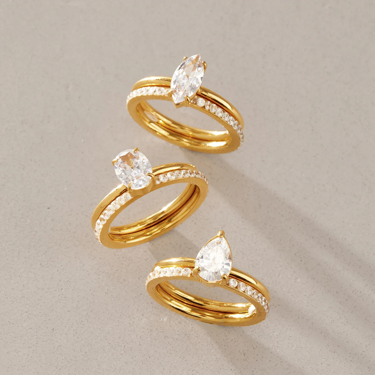 Exquisite Geometric Zircon Wedding Ring
