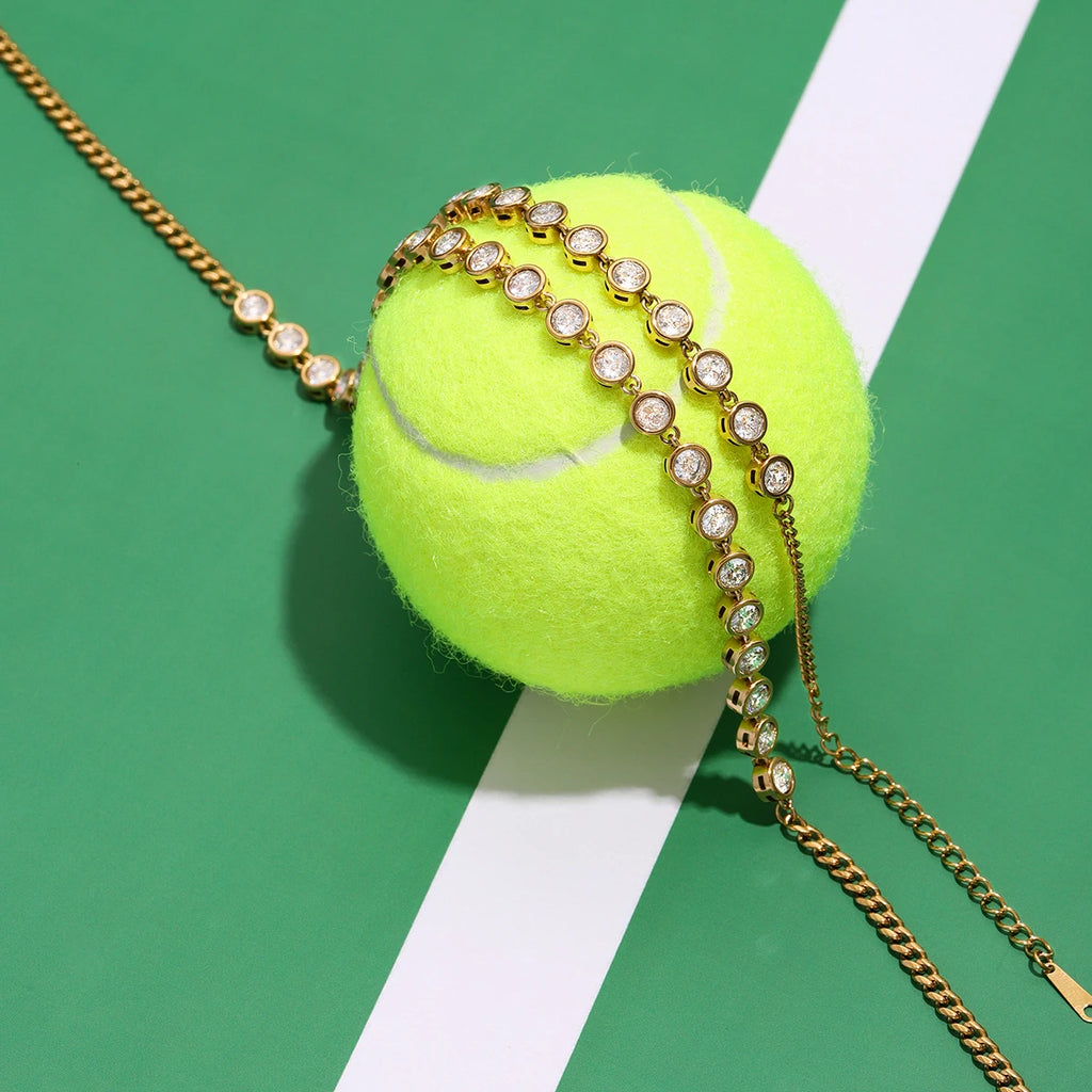 Geometric Rhinestone Tennis Chain Bracelet
