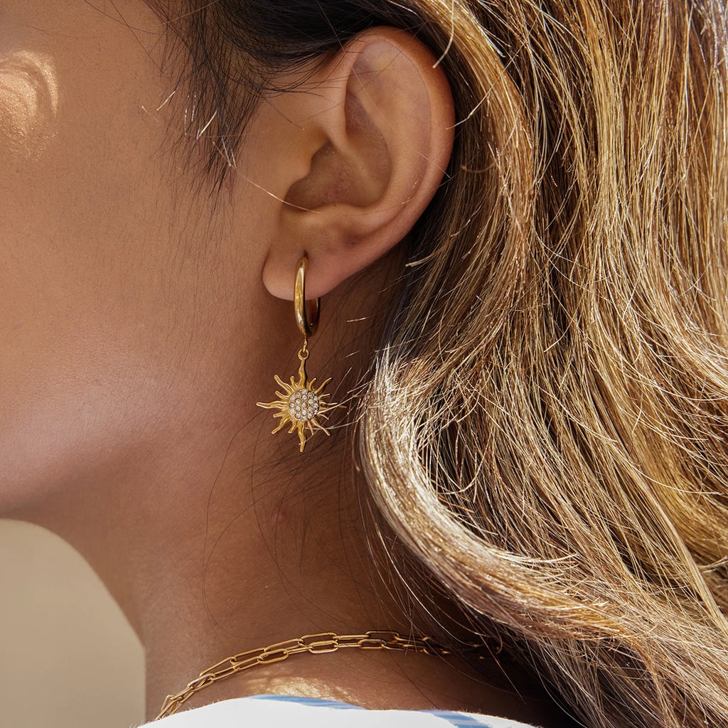 White zirconia sun earrings