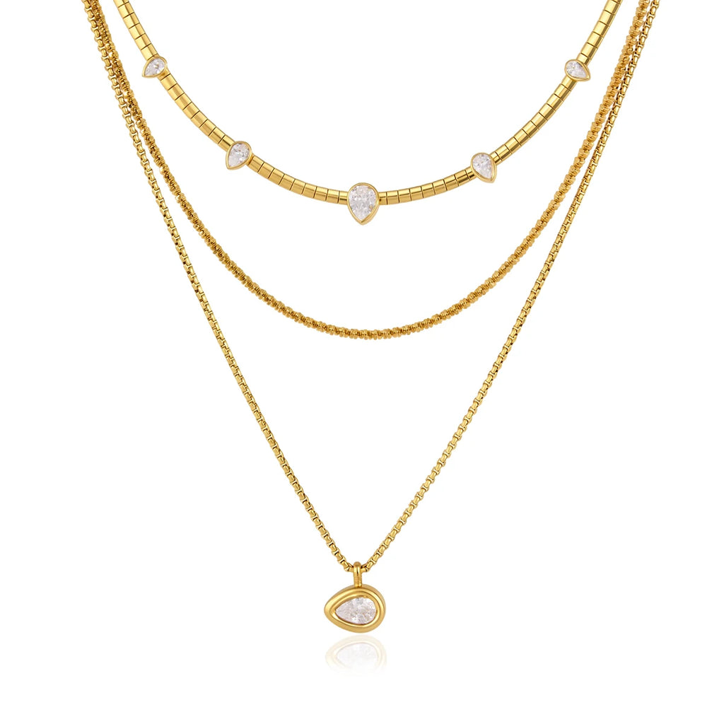Zircon Stacked Charms Necklace