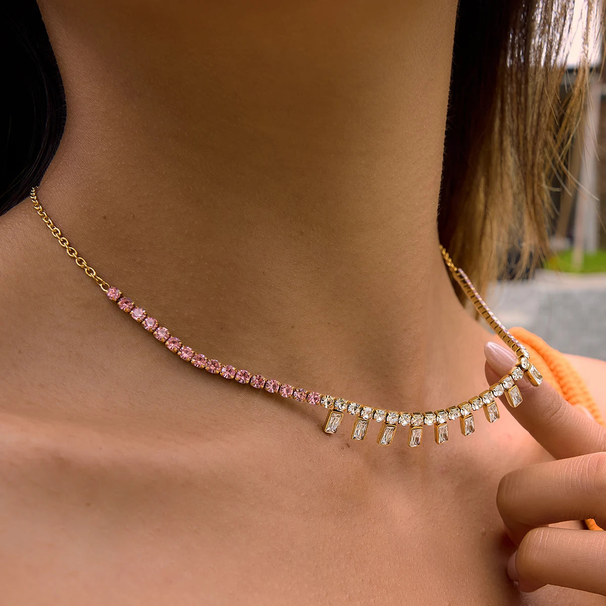 Multicolor Zircon Tennis Chain Necklace