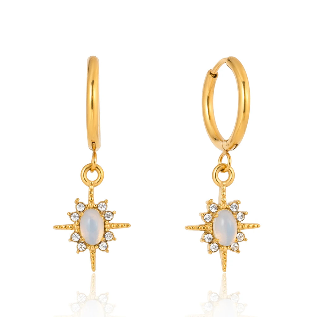Elegant Opal Stone Drop Earrings