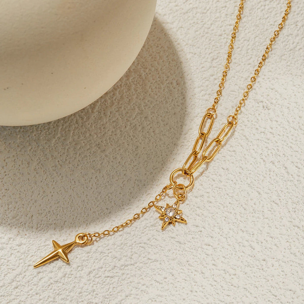 Classic Wind with White Diamonds Polished Quadrangle Pendant Necklace