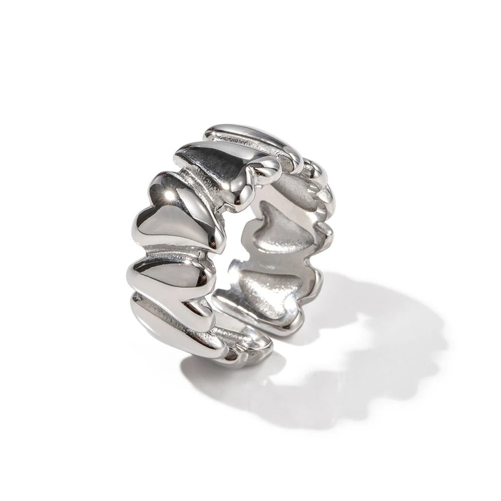 Minimalist Stainless Steel Heart Split Rings