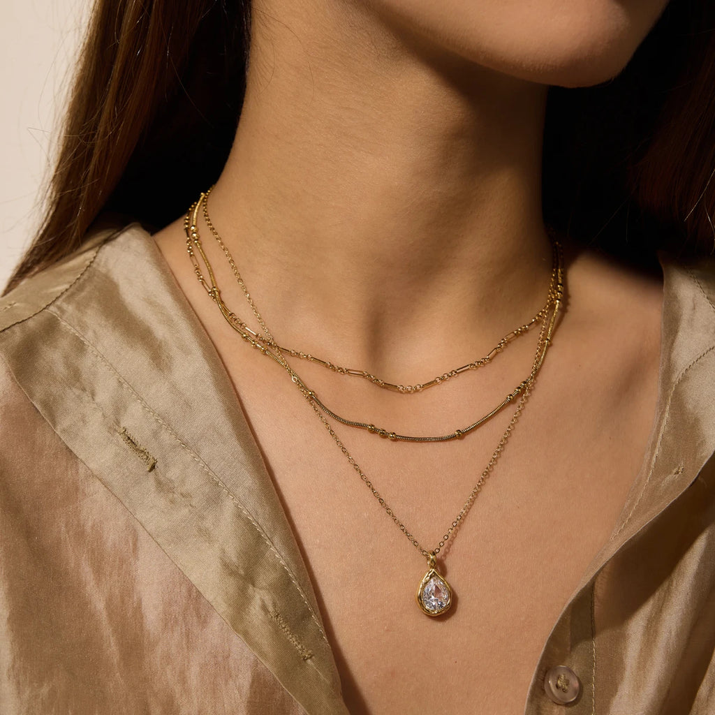 Delicate Geometric Cubic Zircon Pendant Necklace
