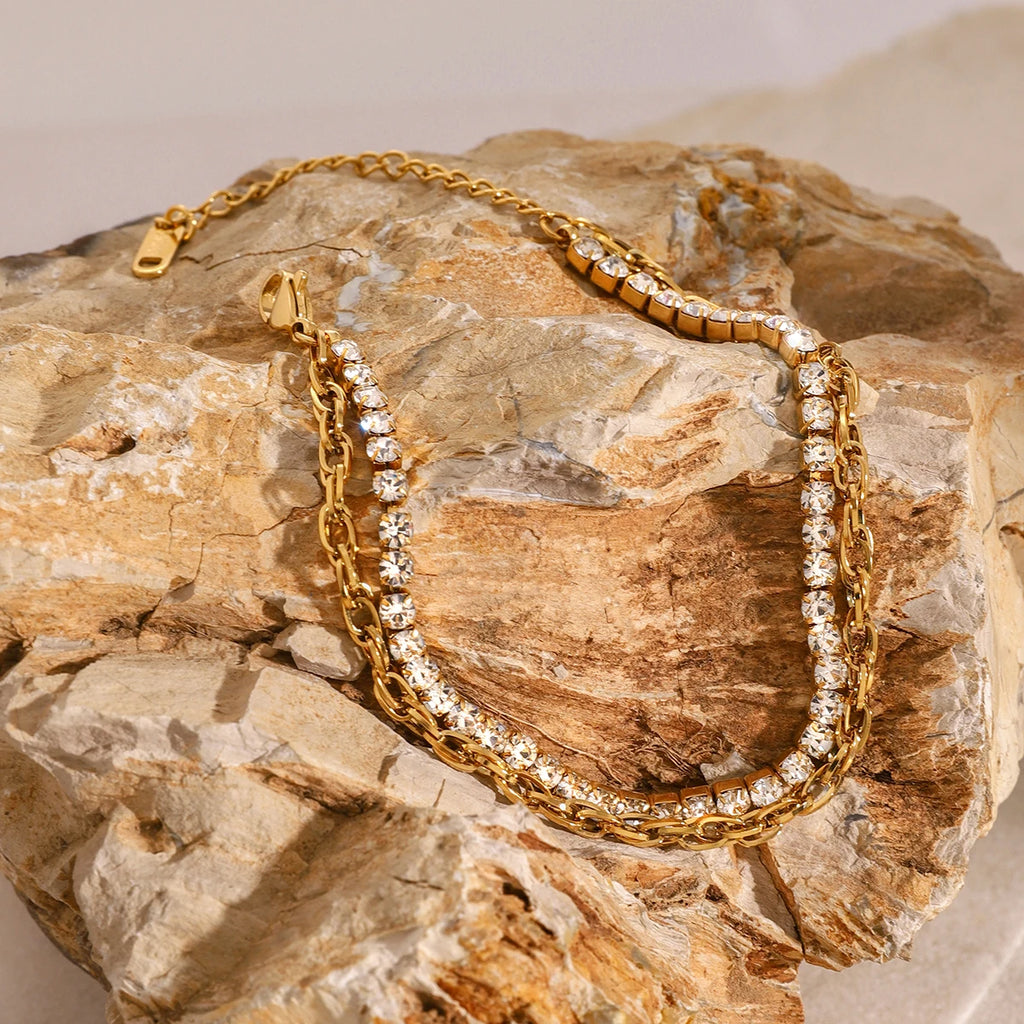 Stainless Steel Cubic Zirconia Chain Bracelet