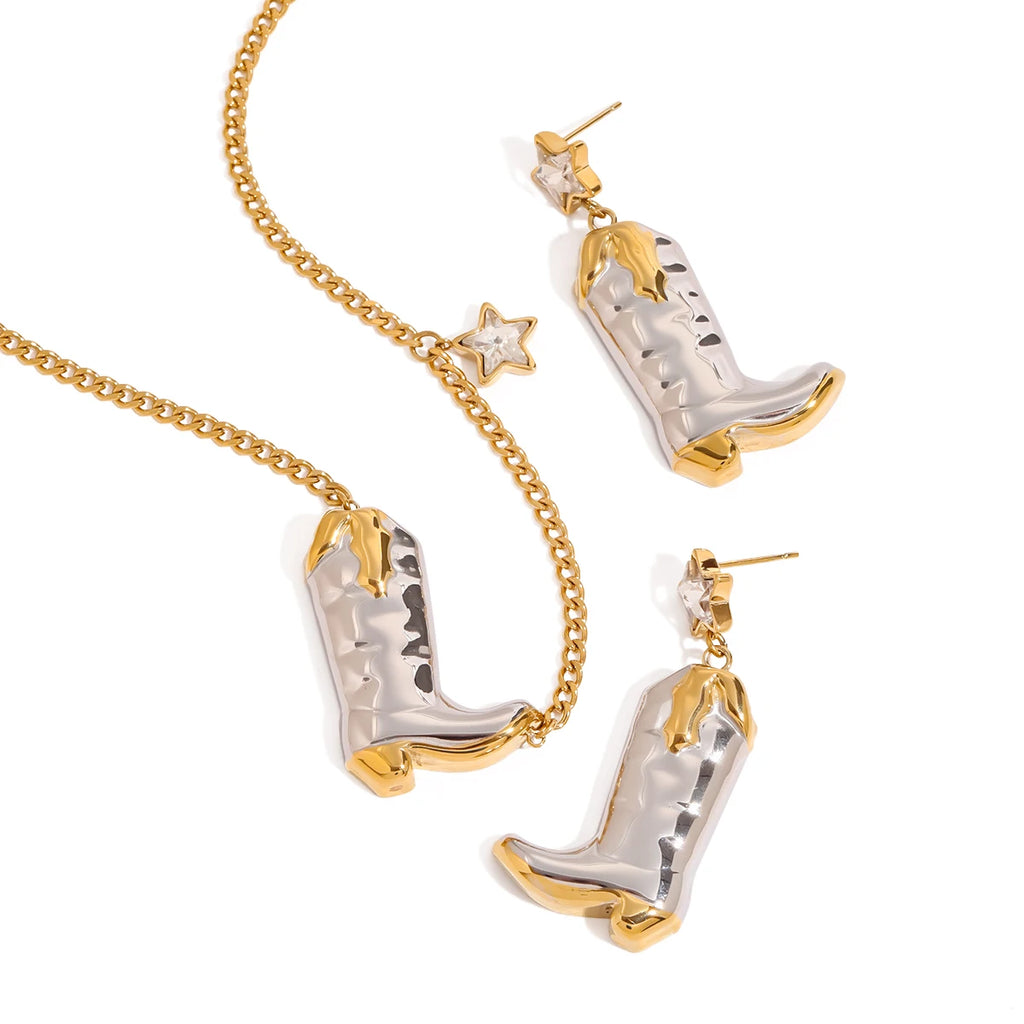 Cowboy Boot Earrings And Necklace