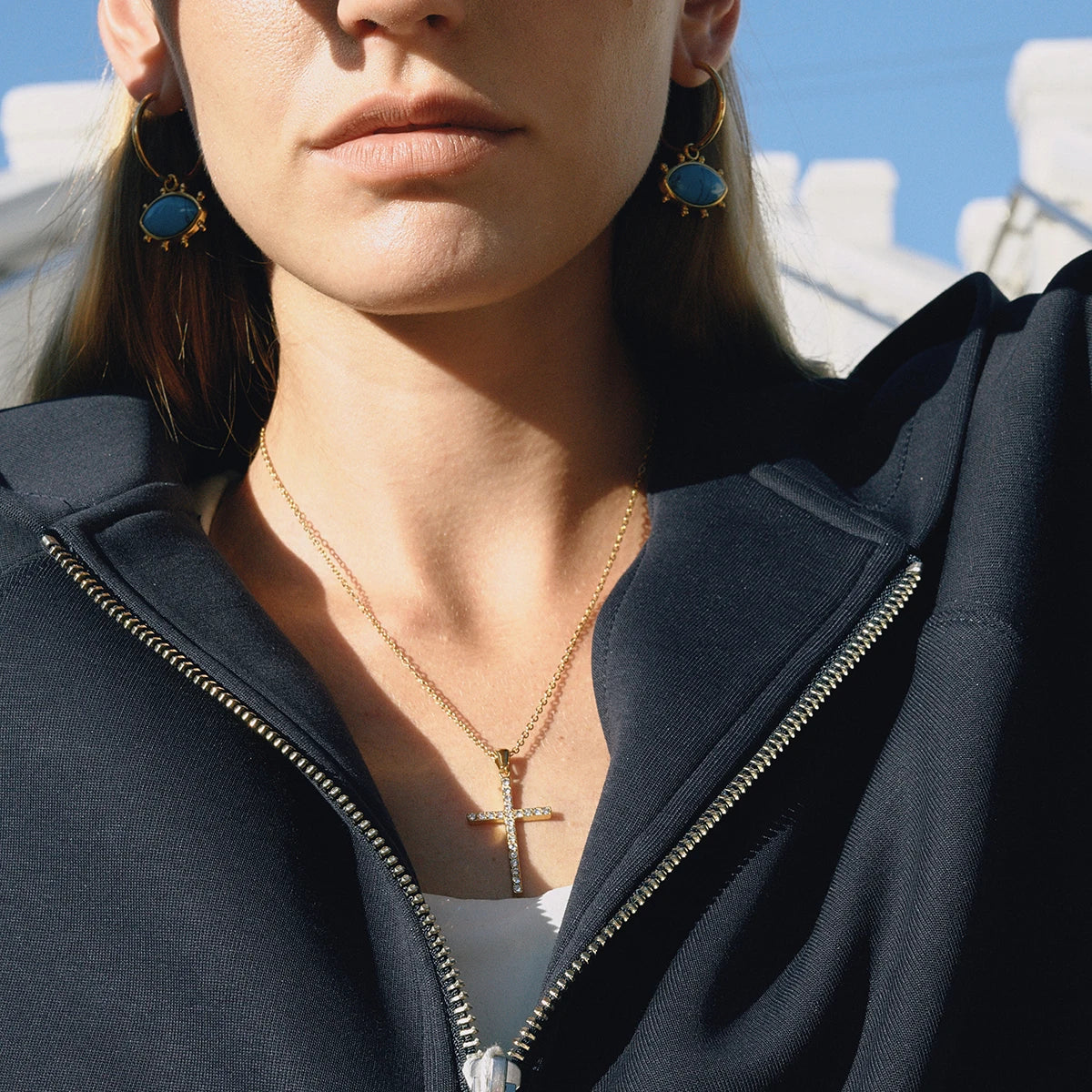 Classic Zircon Cross Pendant Necklace