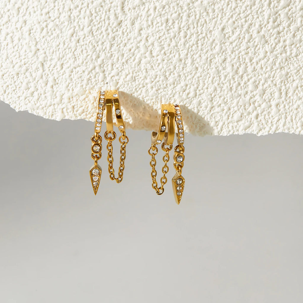 Crystal C Shape Stud Earrings