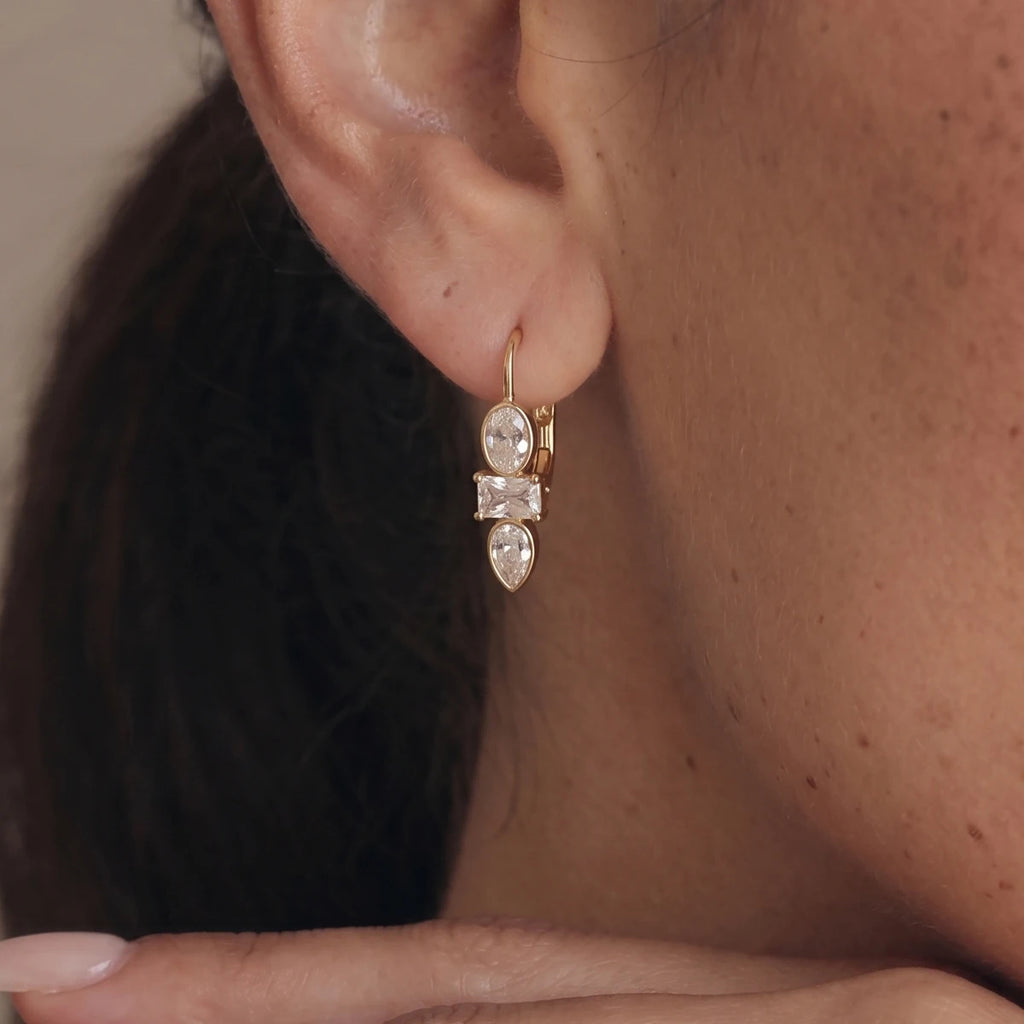 Trendy Geometric Zircon Hoop Earring