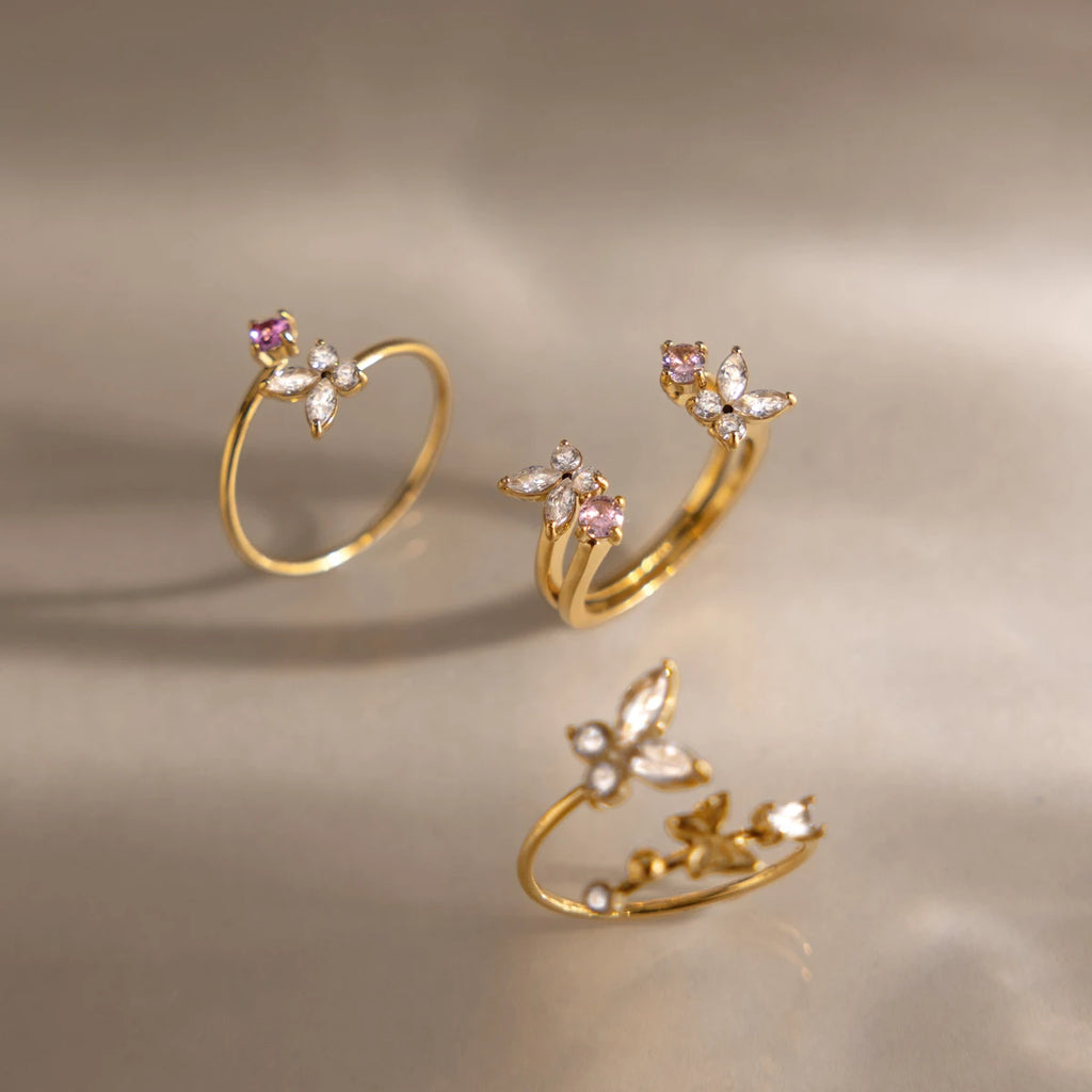 Sweet Butterfly Open Rings