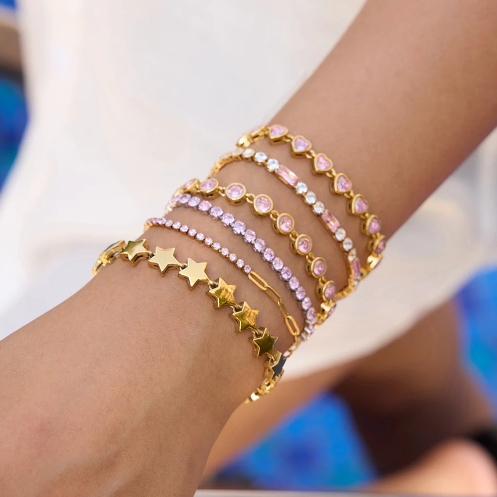Zircon Star Metal Chain Bracelet