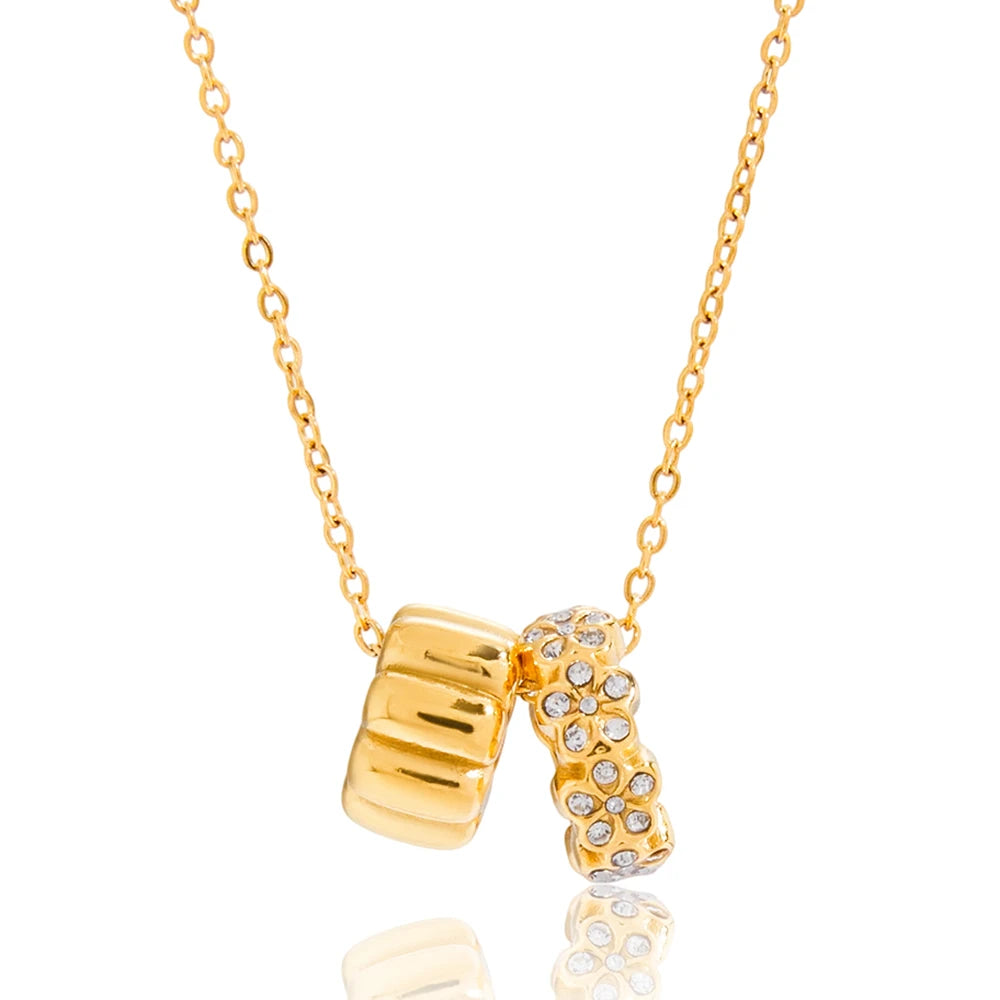 Classic Flower Crystal Beads Pendant Necklace