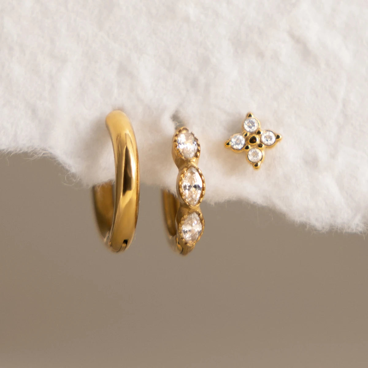 3pcs Minimalist Cross Zircon Earring Set