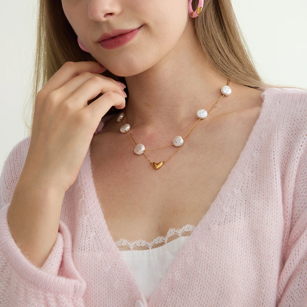 Pearl Heart Pendant Necklace