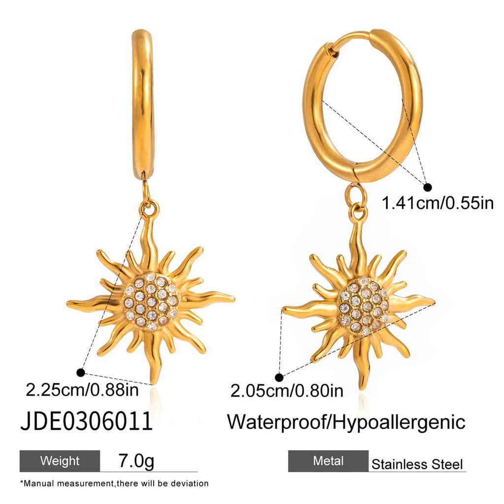 White zirconia sun earrings