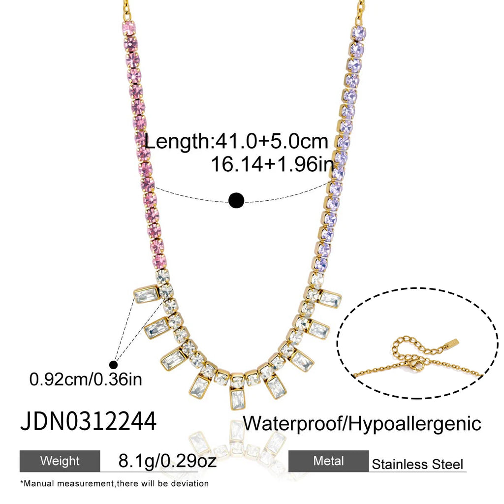 Multicolor Zircon Tennis Chain Necklace