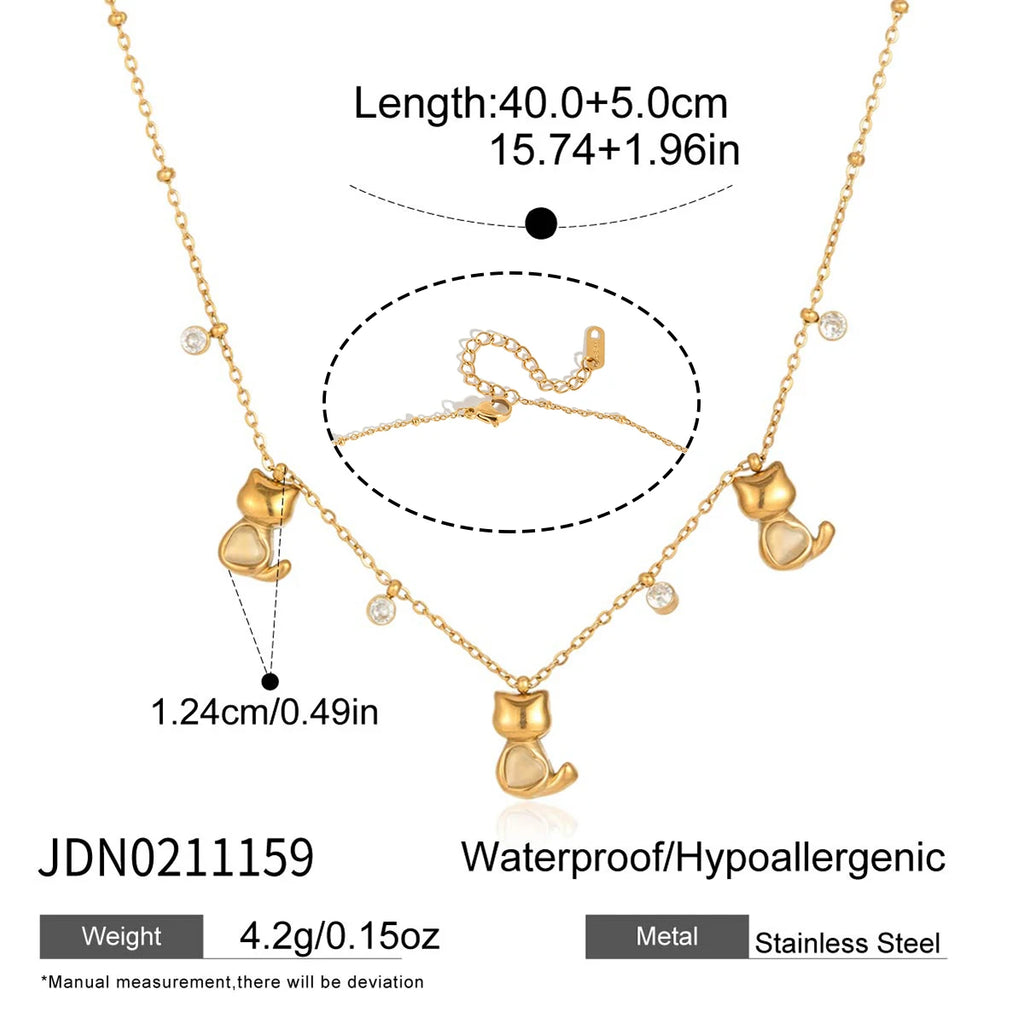Delicate Crystal Dog Cat Pendant Necklace