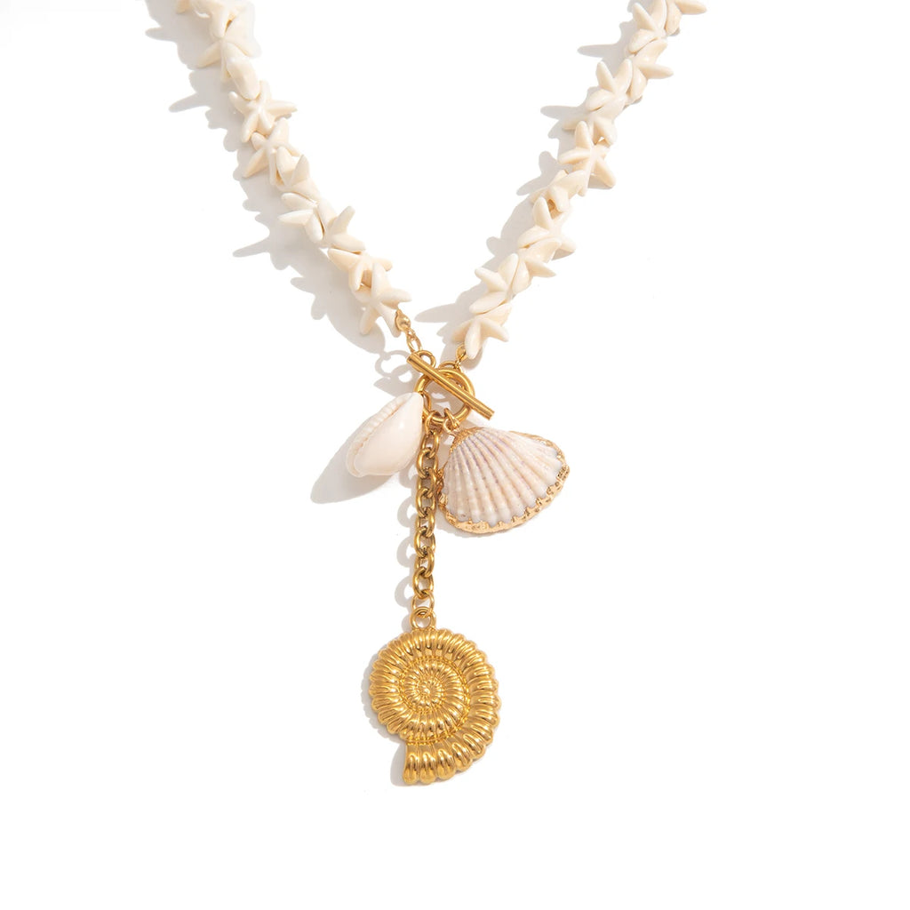 Summer Beach Shell Necklace and Earrings