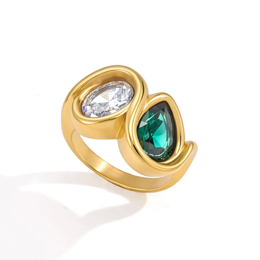Multicolor Geometric Zircon Rings