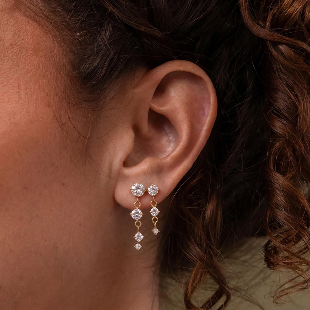 Classic Round Zircon Tassel Earrings