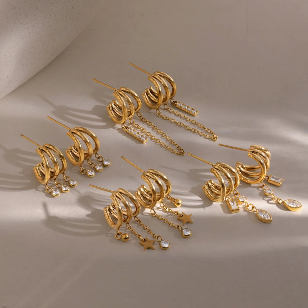 Tassel Chain Zircon Drop Earring