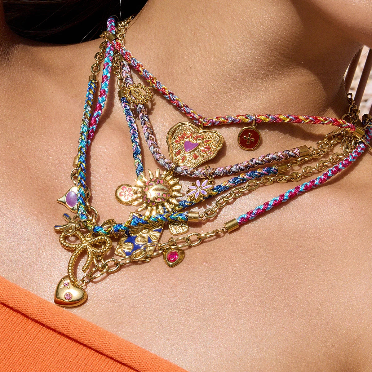Resort Style Flower Square Pendant Necklace