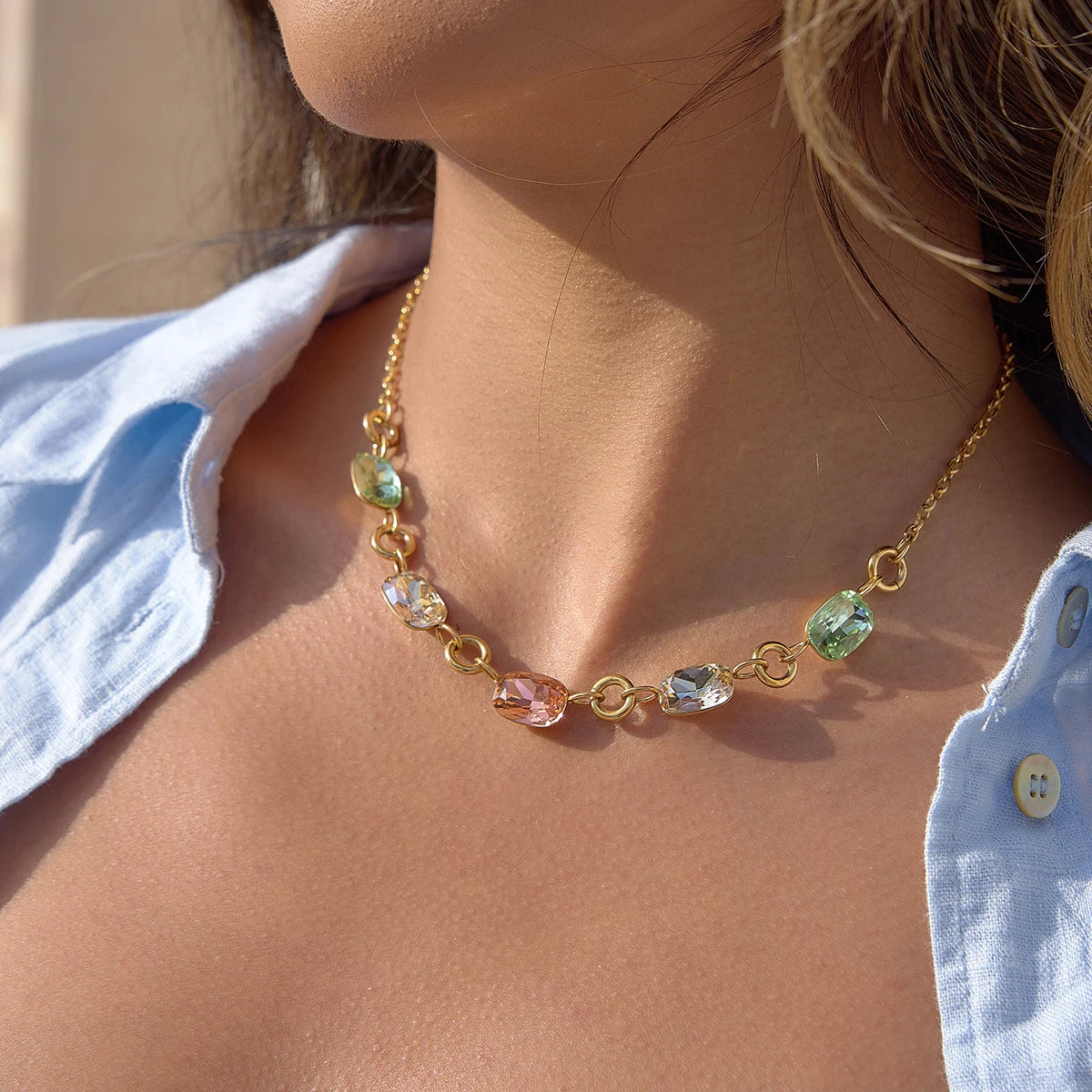 Multicolor Crystal Pendant Necklace