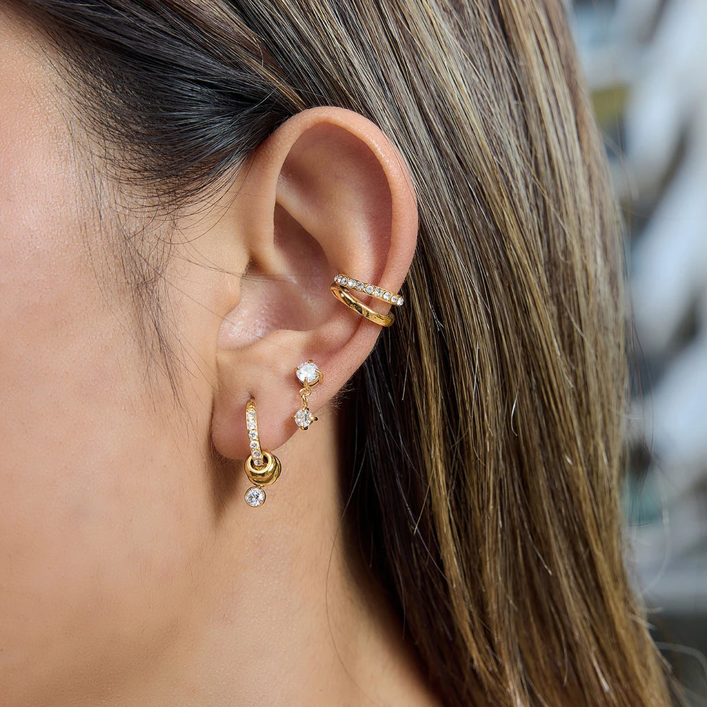 Delicate White Green Crystal Clip Earrings