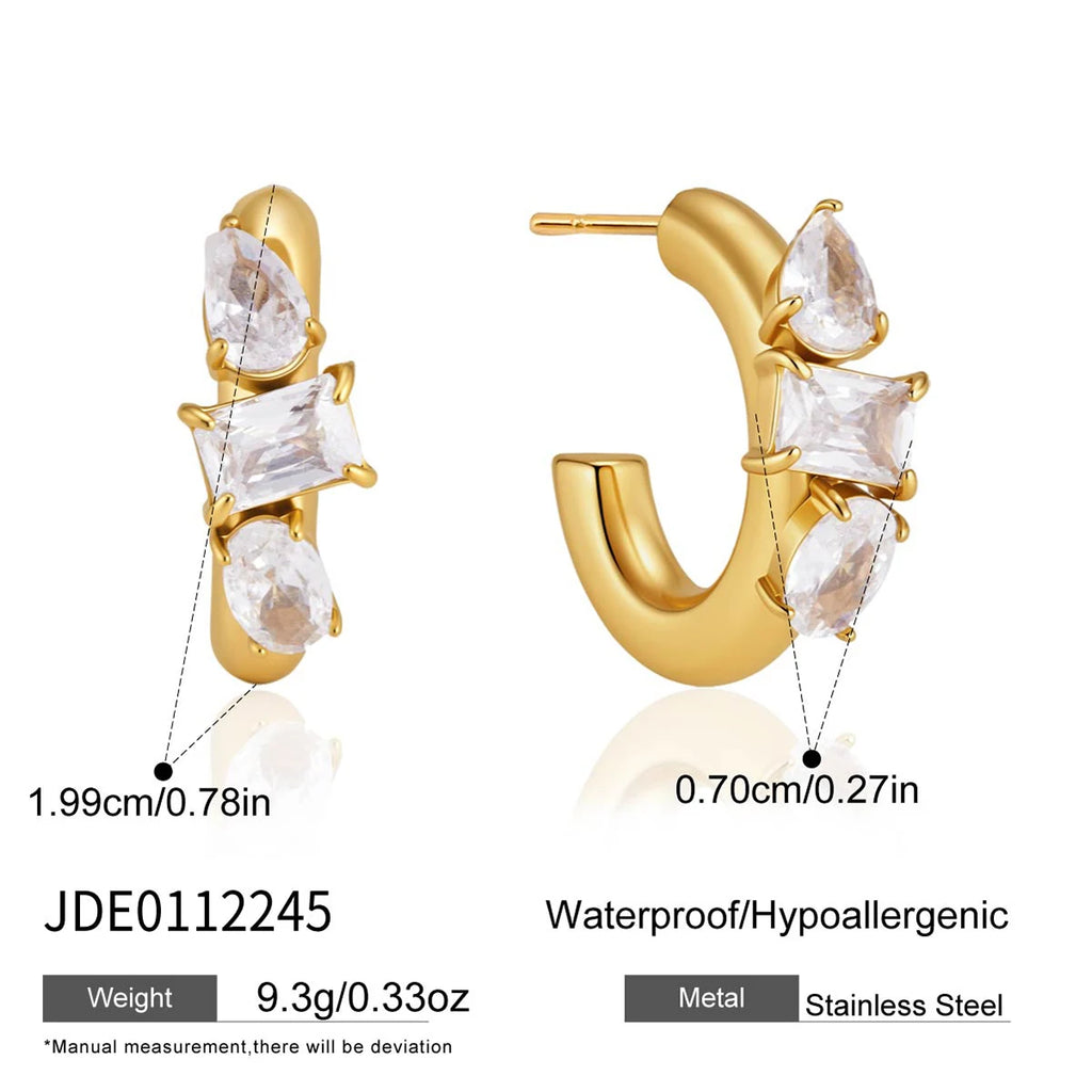 Zircon C Shape Drop Earring