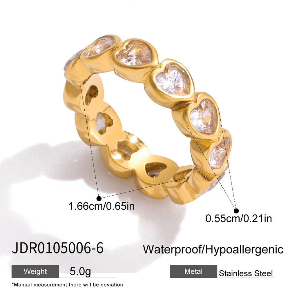 Round Water Drop Heart Zircon Rings