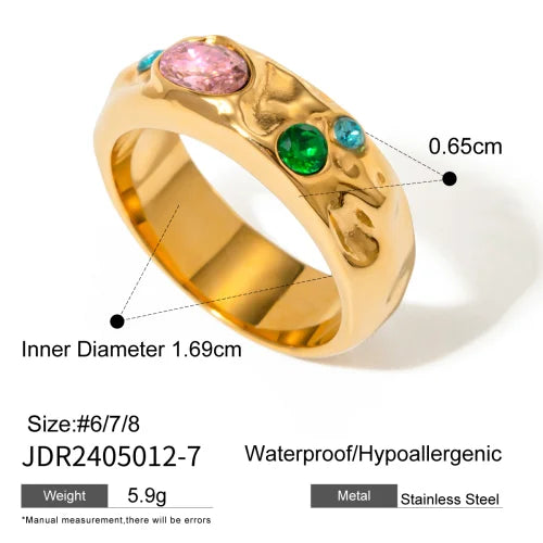 Gold Color Geometric Stainless Steel Smooth Chubby Star Rings