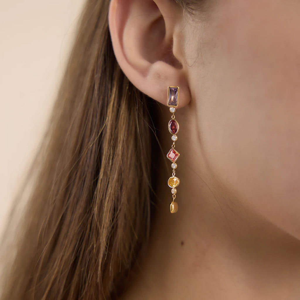 Colorful Zircon Geometric Pendant Drop Earring