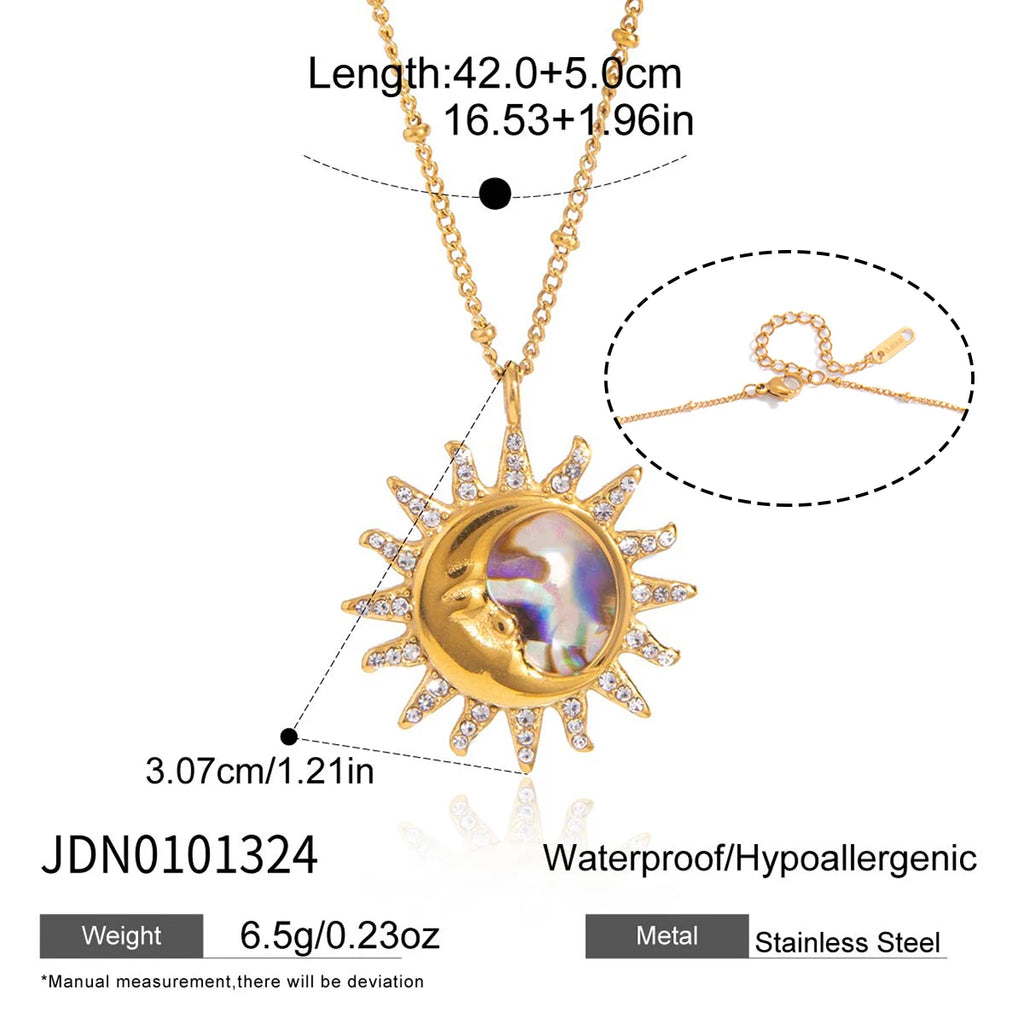 Colorful Shell Sun Pendant Necklace