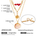 Natural Red Stone Shell Coin Pendant Necklace