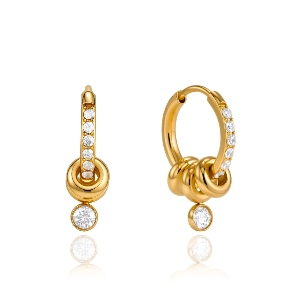 Delicate White Green Crystal Clip Earrings