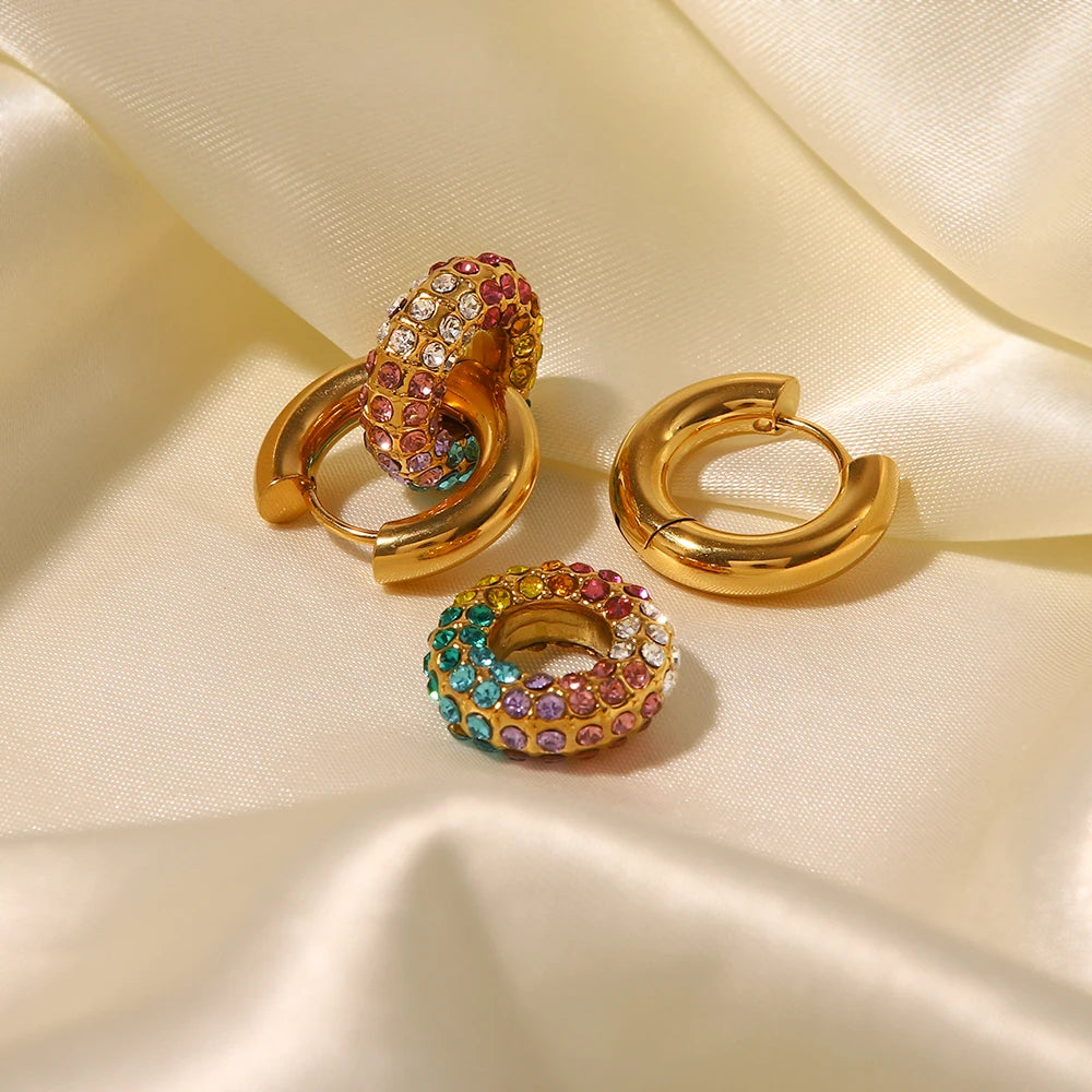 Exquisite Colorful Round Donut Earrings